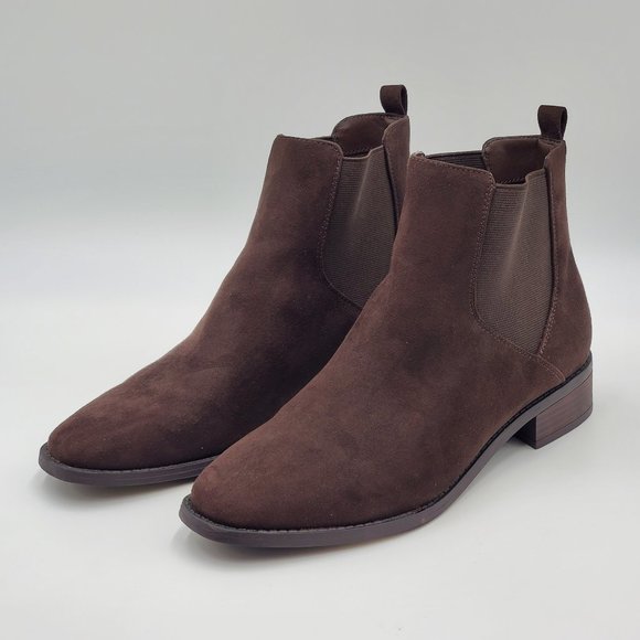 Ann Taylor LOFT Outlet Chelsea Chocolate Brown Suede-like Bootie - Picture 3 of 15
